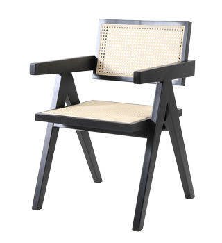 Krzesło BOHO drewniane w kolorze czarnym z podłokietnikami